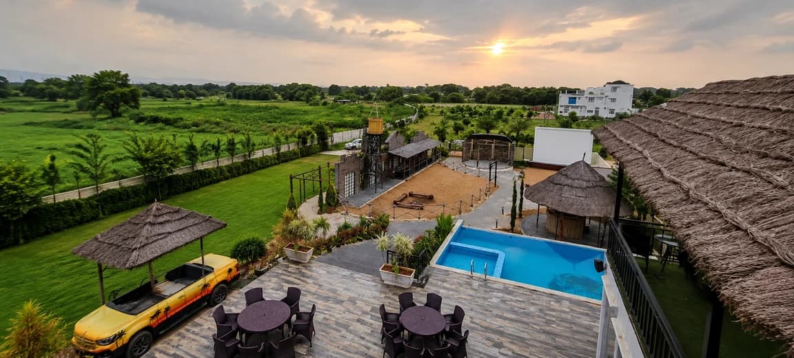 The Hawaiian Shack 4BHK Farmhouse Near Chilkoor Hyderabad – A Themed Private Getaway Near the City