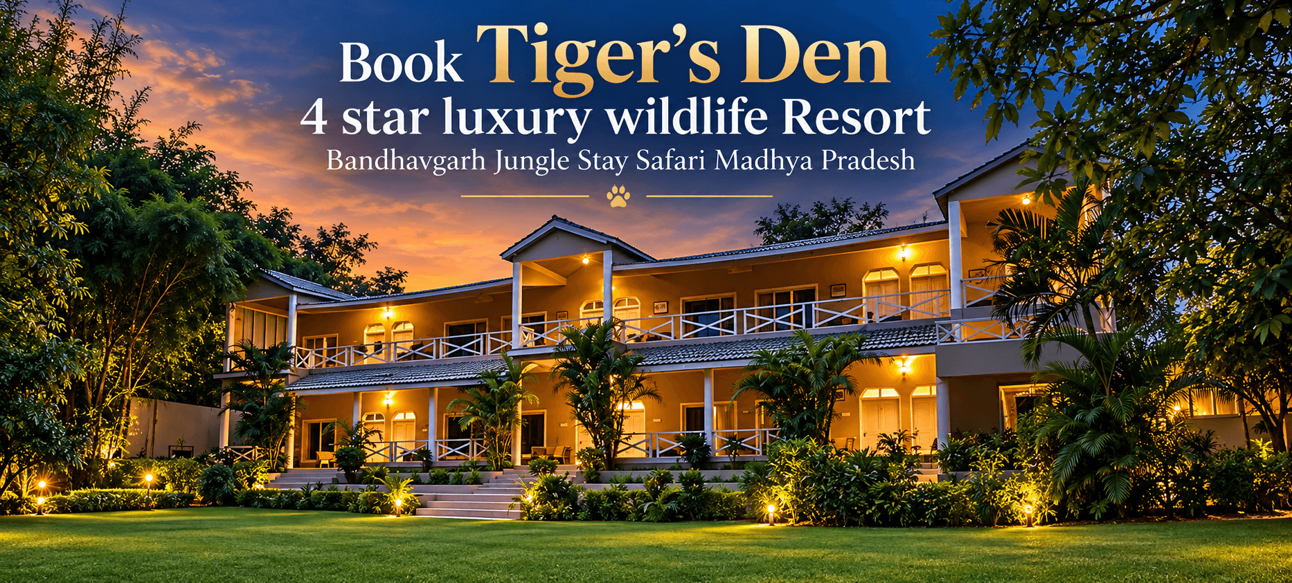 Book Tiger’s Den 4 star luxury wildlife Resort Bandhavgarh Jungle Stay Safari Madhya Pradesh